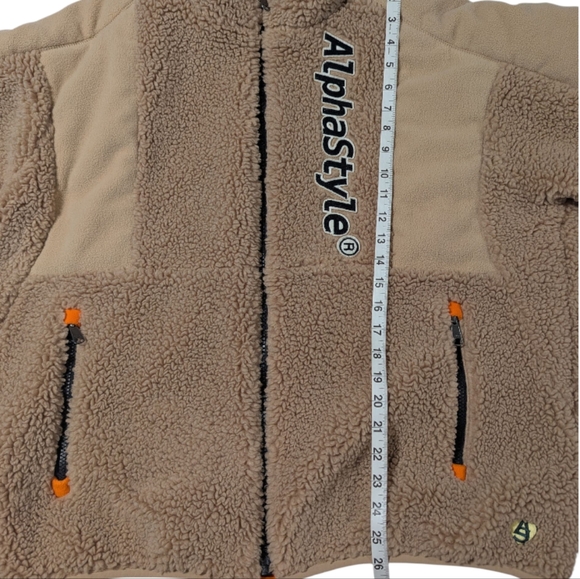Alphastyle Men's Tan Sherpa Oversized Jacket Size Medium - Picture 7 of 11